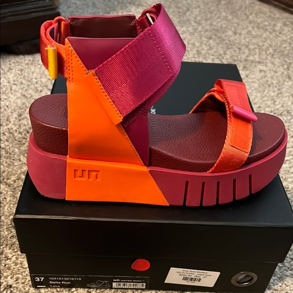 United Nude Burgundy and Orange Sandals - Picture 3 of 9
